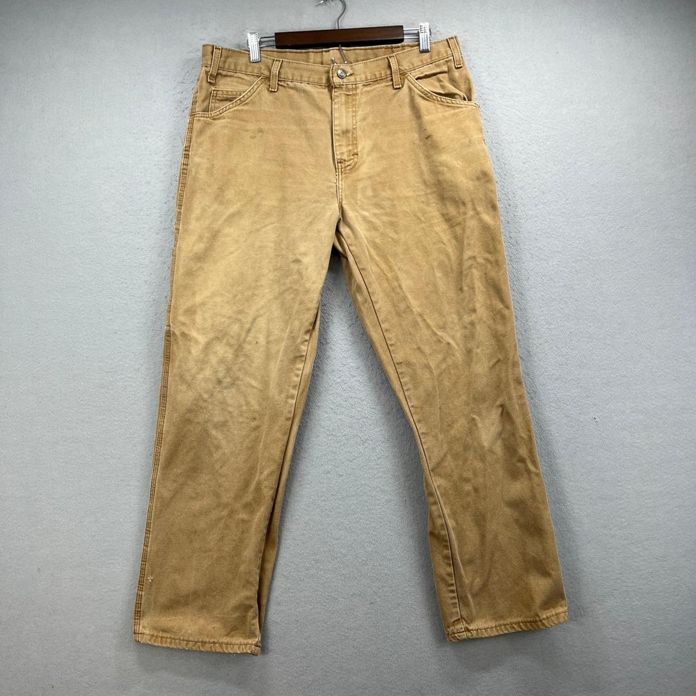 Dickies Carpenter Pants Mens 36x30* Brown Relaxed Fit Canvas Duck Work Utility